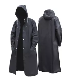 Waterproof Long Raincoat Hooded For Outdoor Hiking Travel Fishing Thickened - Picture 1 of 13