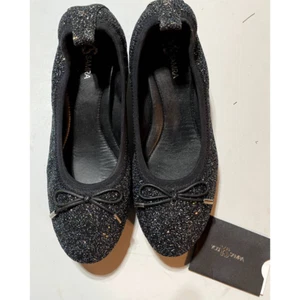 Yosi Samra Black/Glitter Low heeled Evening Pump Size 8.5M - Picture 1 of 8