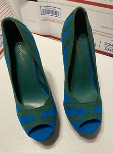 Mascotte women's stilettos platform, Peep Toe, Multicolor Suede, Size 6 - Picture 1 of 8