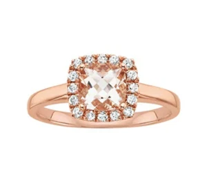 1/5Ct Lab-Created Morganite & Diamond Engagement Ring in 10K Rose Gold Plated - Picture 1 of 4