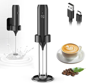 Rechargeable Milk Frother with USB-C, Handheld Coffee & Latte Whisk, Includes - Picture 1 of 7