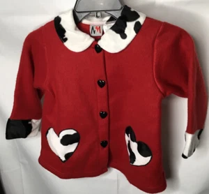 GIRLS NEW MOVES SWING COAT RED W/H COW PRINT & HEART ACCENTS Size 4 NEW - Picture 1 of 4