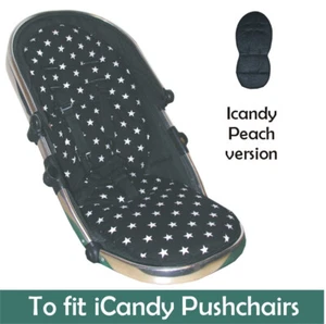 Jillyraff Padded Seat Liner to fit icandy peach pushchairs - Black Star Design