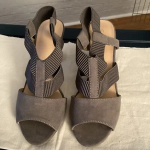 mysoft Women's Heeled Sandals with Elastic Ankle Strap Chunky Block Heel..Brown - Picture 1 of 5