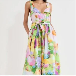 STINA GOYA Midikleid Blumen ärmellos Large Cottagecore Boho Coquette Dress - Bild 1 von 15