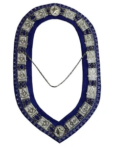 Masonic Past Master Deluxe Chain Collar, Past Master Chain Collar Blue Backing - Picture 1 of 1