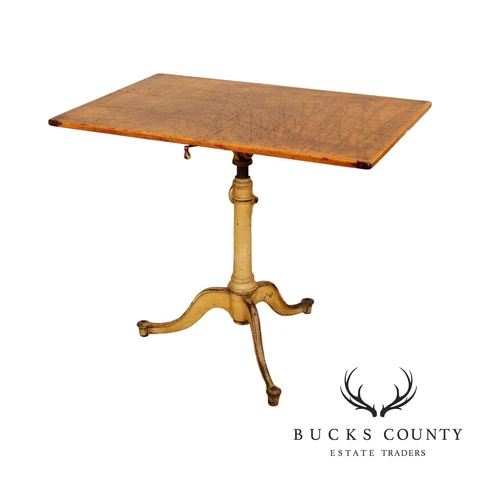 Antique Industrial Cast Iron Base Drafting Table Cover