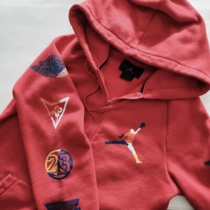 Air Michael Jordan Logos DNA 23 Hoodie red sleeve logos full zip size S - Picture 1 of 9