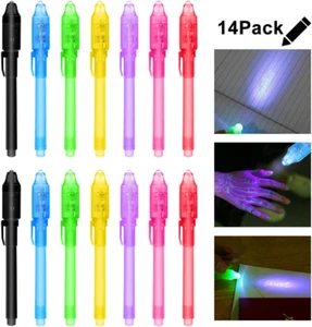 14 Stück Geheimstifte, Geheim Stift Mit Uv-Licht Unsichtbar Schreiben Und Lesbar - Bild 1 von 7