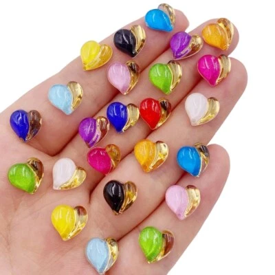 Resin Split Colour Love Hearts Flat Back Scrapbooking Cabochon Embellishments - image 1 of 2