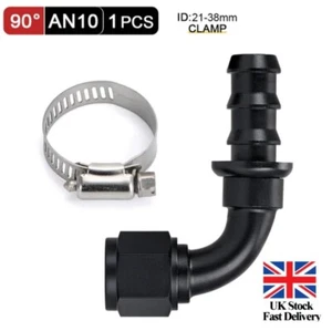 10AN AN -10 JIC AN10 90 Degree Push-On Socketless Fuel Hose Fitting Black - Picture 1 of 4