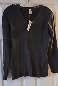 Nuevo - Suéter para mujer viejo azul marino cuello en V - gris - tejido acanalado - XXL - Imagen 1 de 4