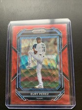 2023 Panini Prizm Red Prizm Eury Perez #17 Miami Marlins