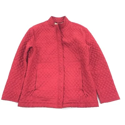IZOD Quilted FUll Zip Jacket Size Extra Large Womens Solid Red Sping Light XL - Image 1 of 4
