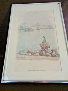 Port Of Copenhagen Framed Watercolor Print Signed Roca Delpech - Picture 1 of 6