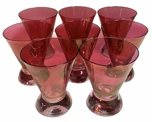 Rubin Cranberry Tarnow Polen Kunstglas Dessertteller Vintage 8er Set gebraucht - Bild 1 von 12