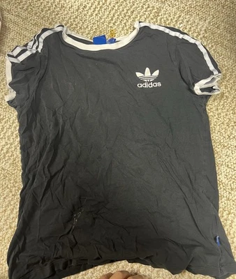 Adidas Originals 3 Stripes T-Shirt Women's XS Black White Short Sleeve Pullover - Image 1 of 2