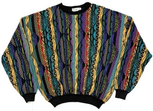Vintage St Croix 3D Knit Sweater Mens Sz XL Biggie Coogi Cosby Style Multicolor - Picture 1 of 8
