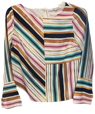 Blusa Feminina Jealous Tomato Listrada Multicolorida Manga Longa Tamanho Pequeno - Imagem 1 de 4