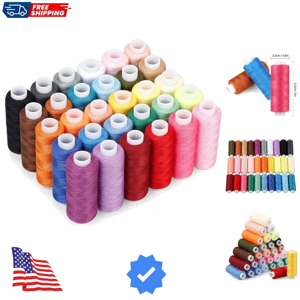 Machine Embroidery Thread Sewing Spool Polyester Spools 30 Colors 250 Yards Each