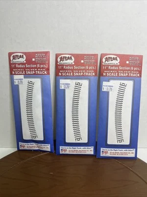 Lot of 3 Atlas N Scale #2520 11” Radius Curved Snap-Track (18 pcs Total) Sealed - Image 1 of 2