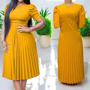 Womens Summer Wrap Belted Ruffle A-Line Flowy Cocktail Wedding Guest Midi Dress - Picture 1 of 3