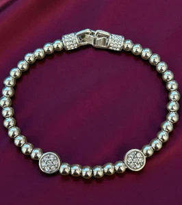 Bracciale Brighton Placcato Argento Cristallo Swarovski Meridiano 7" Petite Disk Stack - Foto 1 di 9