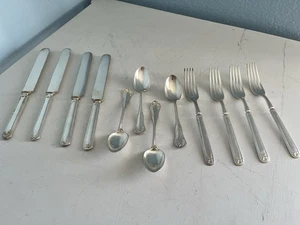 Vintage Rogers Anchor Mark 12 Unzen Muster Löffel Gabel Messer 4er Set Besteck - Bild 1 von 10