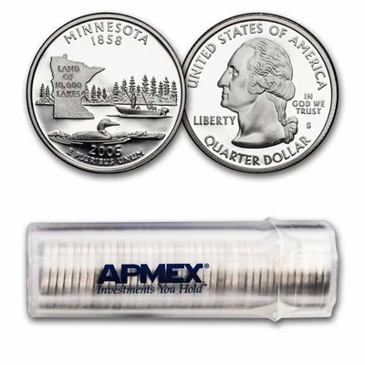2005-S Minnesota State Quarter Gem Proof 40-Coin Roll (Silver) - Image 1 of 3