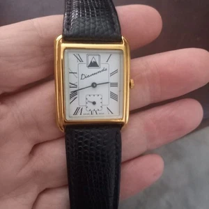 VINTAGE LADIES MONDAINE TANK WATCH WITH LEATHER STRAP IN WORKING ORDER. - Picture 1 of 10