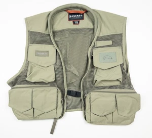 Simms Freestone Fliegenfischer Weste Herren XL Netztaschen Khaki Guide Outdoor - Bild 1 von 11