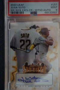 2022 Leaf Juan Soto Padres Auto Signed SSP 11 /163 PSA MINT {9} - Picture 1 of 2