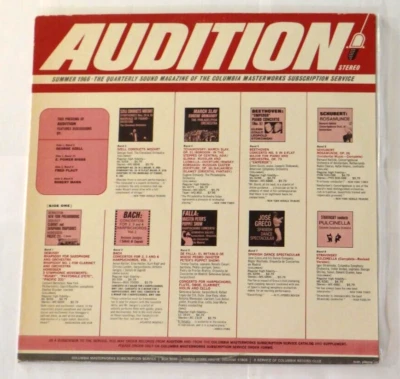 Audition Summer 1966 Quarterly - Columbia Masterworks - Classical LP - 1966 VG! - Image 1 of 4