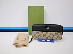 Gucci GG Marmont Canvas Leather Bi-Color Zip Around Long Wallet - Picture 1 of 16