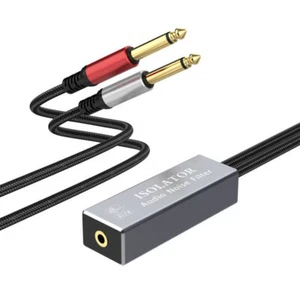 3.5mm Female to 2 x 6.35mm 1/4" TRS Ground Loop Audio Isolator Hum Eliminator - Picture 1 of 3