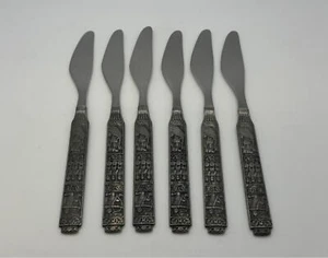 Set of 6 Hardanger Norway Pewter KONGETINN Viking Place Knives - Picture 1 of 5