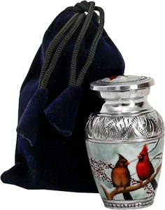 Small Cardinal Couple Bird Lovely Keepsake Urn Qnty 1 - Keepsake Urn for Human A - Picture 1 of 7