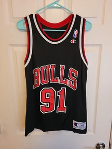 Vintage Champion Dennis Rodman #91 Chicago Bulls Jersey Size 40 Made In USA - Picture 1 of 8