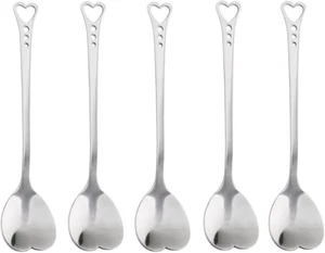 10-Piece Heart-Shaped Stainless Steel Dessert Spoon Set for Home, Restaurant, Ca - Picture 1 of 6
