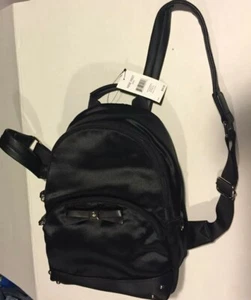 Mochila pequeña Nine West Taren negra satinada/cuero nueva con etiquetas precio de venta sugerido por el fabricante 69 USD - Imagen 1 de 12
