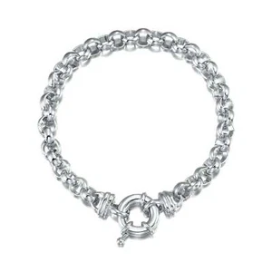 925 Sterling Silver Plated Belcher Chain Bracelet with Bolt Clasp - Picture 1 of 8