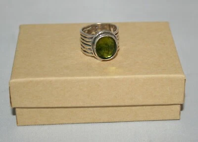 Anillo brazalete acanalado de vidrio verde plata esterlina Silpada R1463 talla 6 Foto 1 de 4
