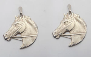 Horse: Silver 925 Dangle Earrings - Equestrian - Horse Riding - Riding School - - Picture 1 of 3