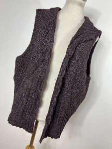 New J Jill XL Sweater Vest Open Front Dark Purple Gray Knit Sleeveless NWT C3 - Picture 1 of 6