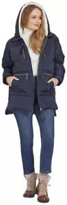 Tribal V5102 Cocoon Puffer Coat with Sherpa Hood in Navy Blue Size XL - Picture 1 of 3