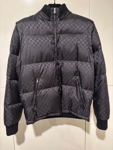 GUCCI giacca puffer nylon logo GG nero 2 in 1 (gilet) uomo tg IT 54 con cappuccio