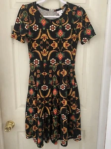 LuLaRoe Size S Amelia Dress Black Floral Pockets Beautiful - Picture 1 of 8