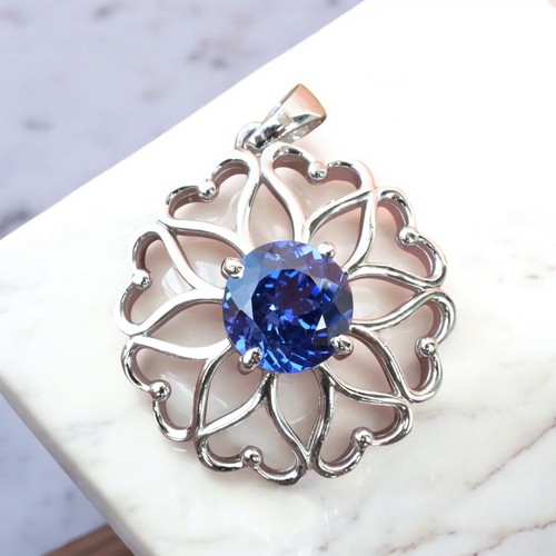 VETEMENTS Ciondolo Zaffiro Blu Naturale 30 Ct in Argento 925 Gioielli Certificati MG002