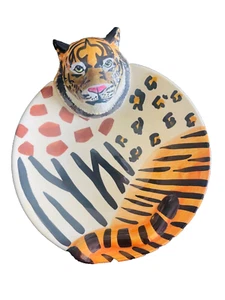 Plato decorativo vintage de loto animal tigre plato 3D plato 2000 - Imagen 1 de 6