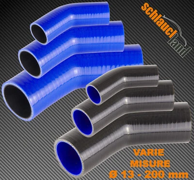 Curva TUBO flessibile 45° Gradi SILICONE Manicotto Turbo Aria Carica Gomma Acqua - Image 1 of 4